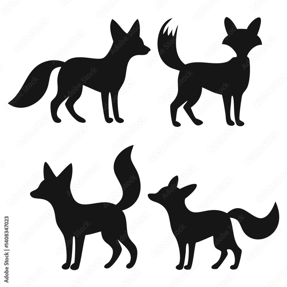 Fox Silhouette Vector Set - Clean Minimalist Animal Icons for Branding Fox Silhouette Vector Set - Clean Minimalist Animal Icons for Branding