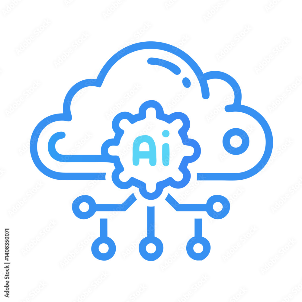 AI Cloud Processing Icon Representing Cloud-Based Intelligence and Data Management AI Cloud Processing Icon Representing Cloud-Based Intelligence and Data Management