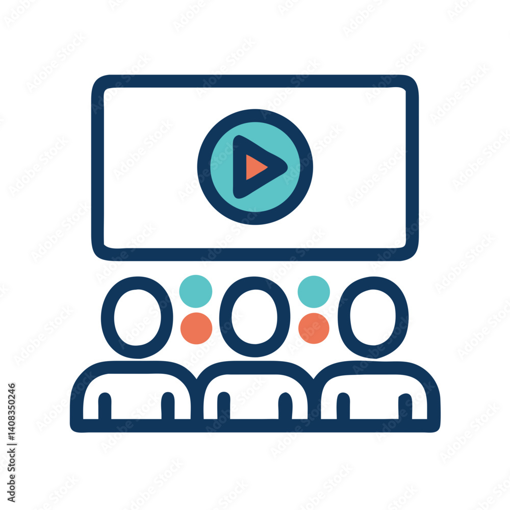 Audience Watching Video Icon Representing Media Consumption and Entertainment Viewing Audience Watching Video Icon Representing Media Consumption and Entertainment Viewing