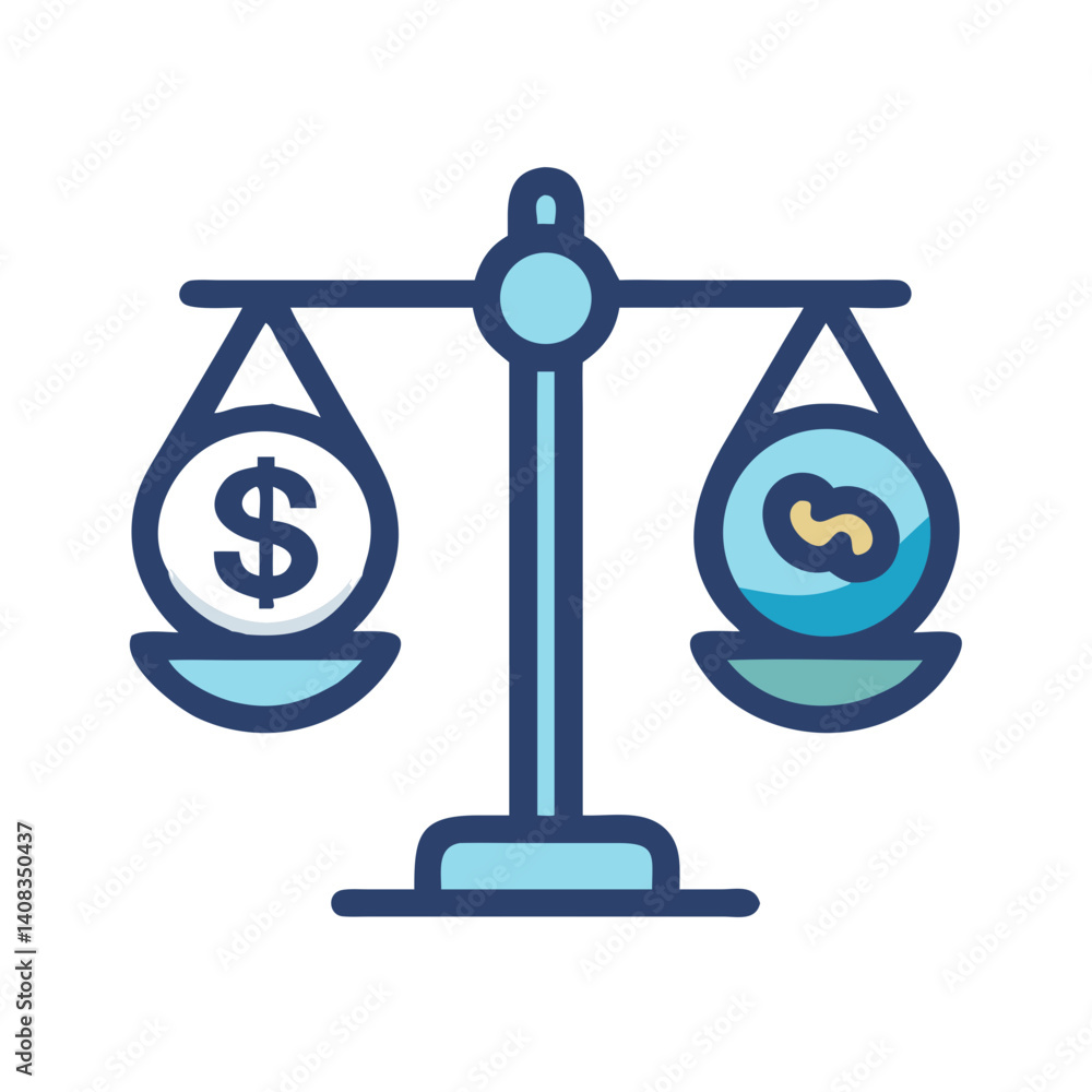 Balance Scale with Money Icon Representing Financial Balance and Wealth Management Balance Scale with Money Icon Representing Financial Balance and Wealth Management