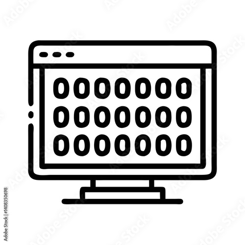 Binary Code Interface Icon Representing Encrypted Data and Digital Security
