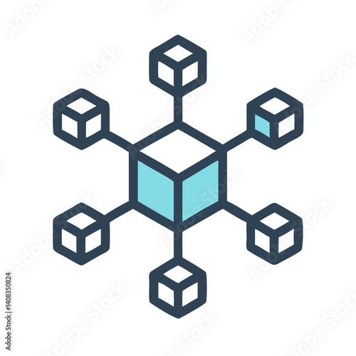 Blockchain Icon Representing Distributed Ledger and Decentralized Technology