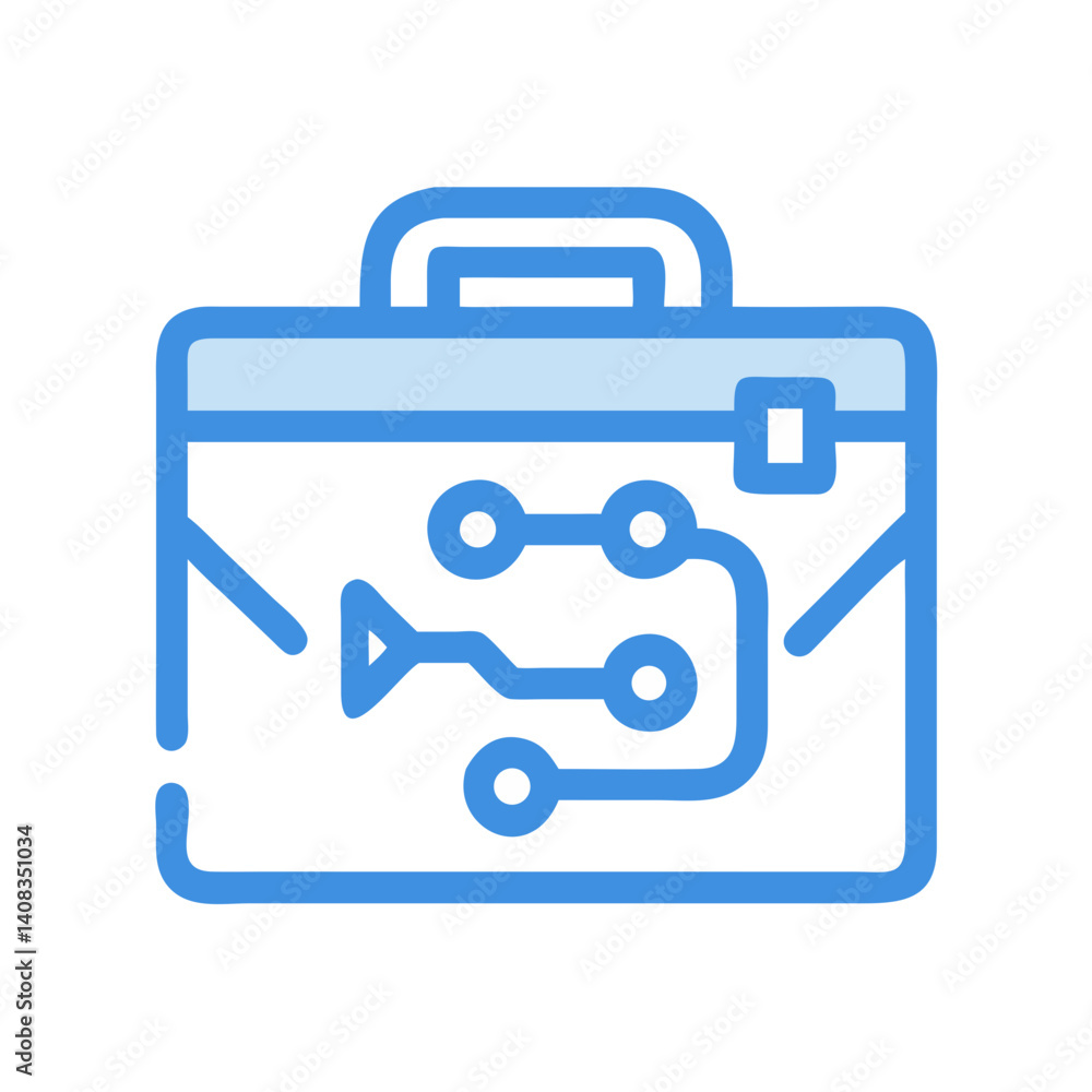 Briefcase with Data Flow Icon Representing Secure Business Transactions and Data Management Briefcase with Data Flow Icon Representing Secure Business Transactions and Data Management