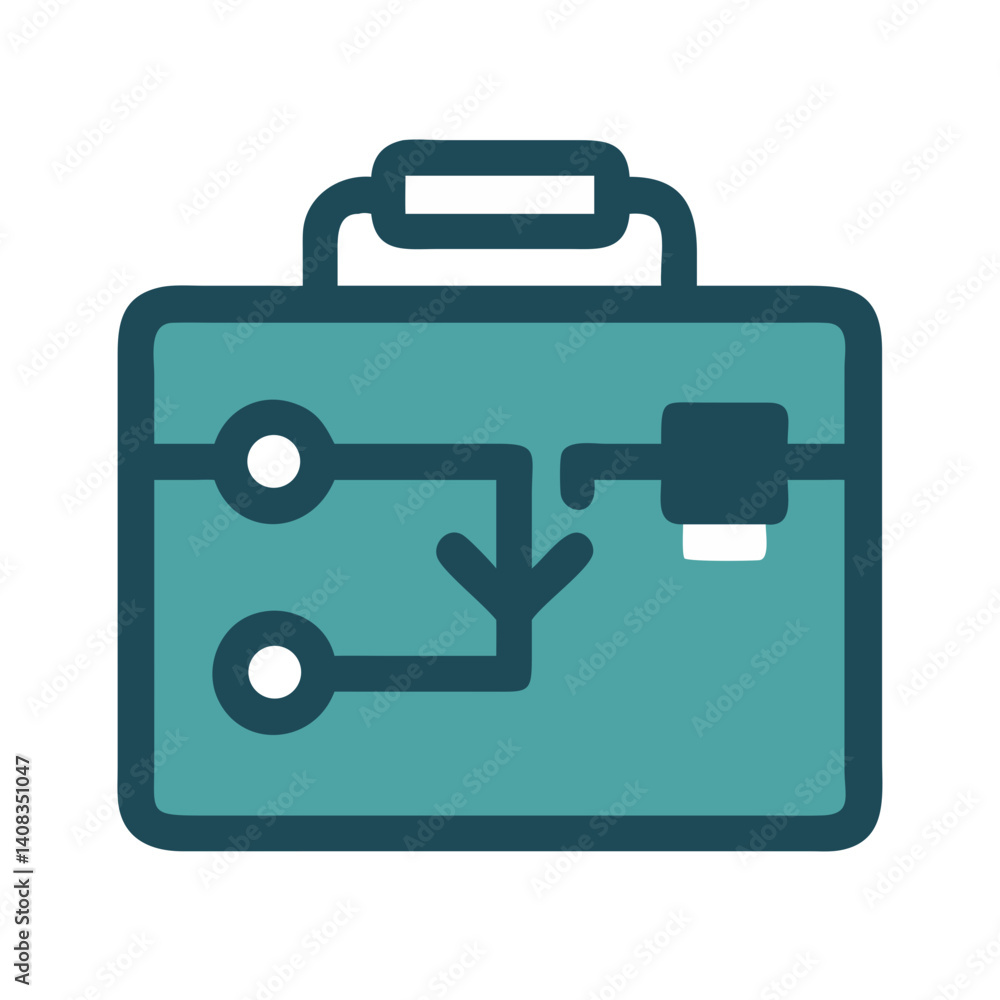 Briefcase with Data Flow Icon Representing Secure Business Transactions and Data Management Briefcase with Data Flow Icon Representing Secure Business Transactions and Data Management