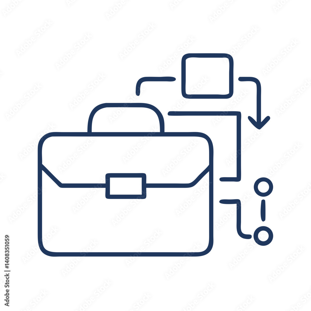 Briefcase with Data Flow Icon Representing Secure Business Transactions and Data Management Briefcase with Data Flow Icon Representing Secure Business Transactions and Data Management