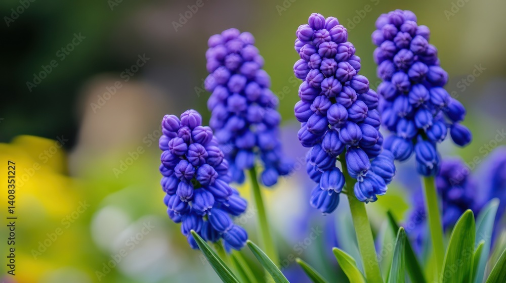 Close up image of purple flowers in full bloom in a garden Close up image of purple flowers in full bloom in a garden
