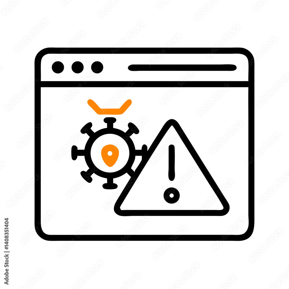 Browser with Virus Symbol Icon Representing Active Threat and Malware Detection Browser with Virus Symbol Icon Representing Active Threat and Malware Detection