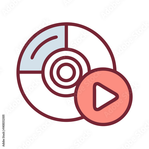 CD Disc with Play Button Icon Representing Optical Media and Music Playback