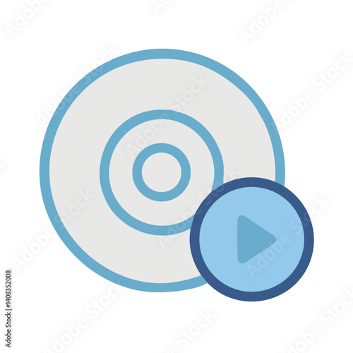 CD Disc with Play Button Icon Representing Optical Media and Music Playback
