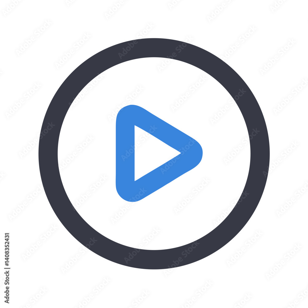 Circular Play Button Icon Representing Media Playback and Audio/Video Streaming Circular Play Button Icon Representing Media Playback and Audio/Video Streaming