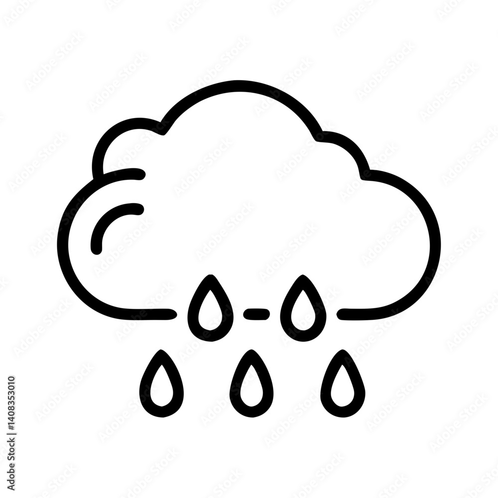 Cloud with Rain Icon Representing Weather Forecast and Rainy Conditions Cloud with Rain Icon Representing Weather Forecast and Rainy Conditions