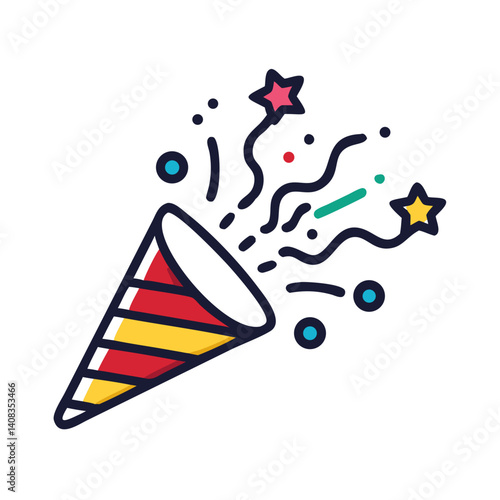 Confetti Popper Icon Representing Festive Celebration and Party Event