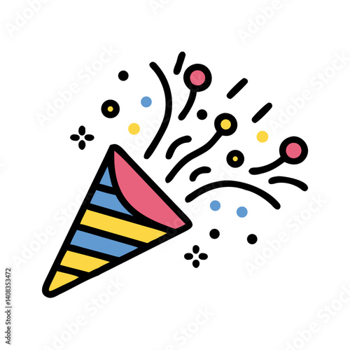 Confetti Popper Icon Representing Festive Celebration and Party Event