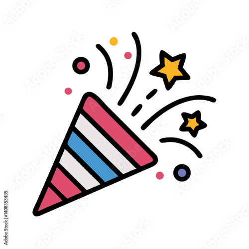 Confetti Popper Icon Representing Festive Celebration and Party Event