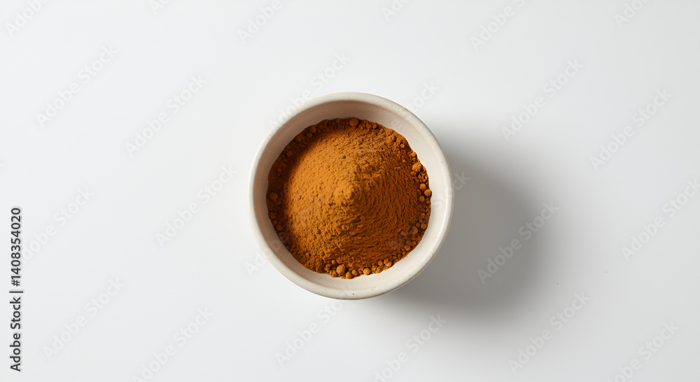 Turmeric Spice Powder In Small Bowl On White Surface Isolated Turmeric Spice Powder In Small Bowl On White Surface Isolated