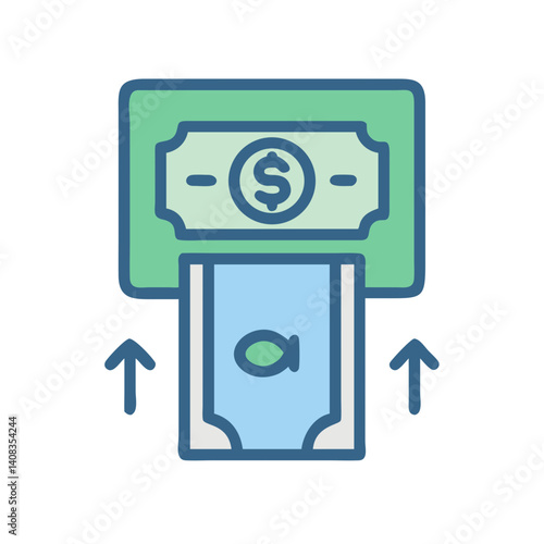 Currency Exchange ATM Icon Representing Automated Money Conversion and Global Finance