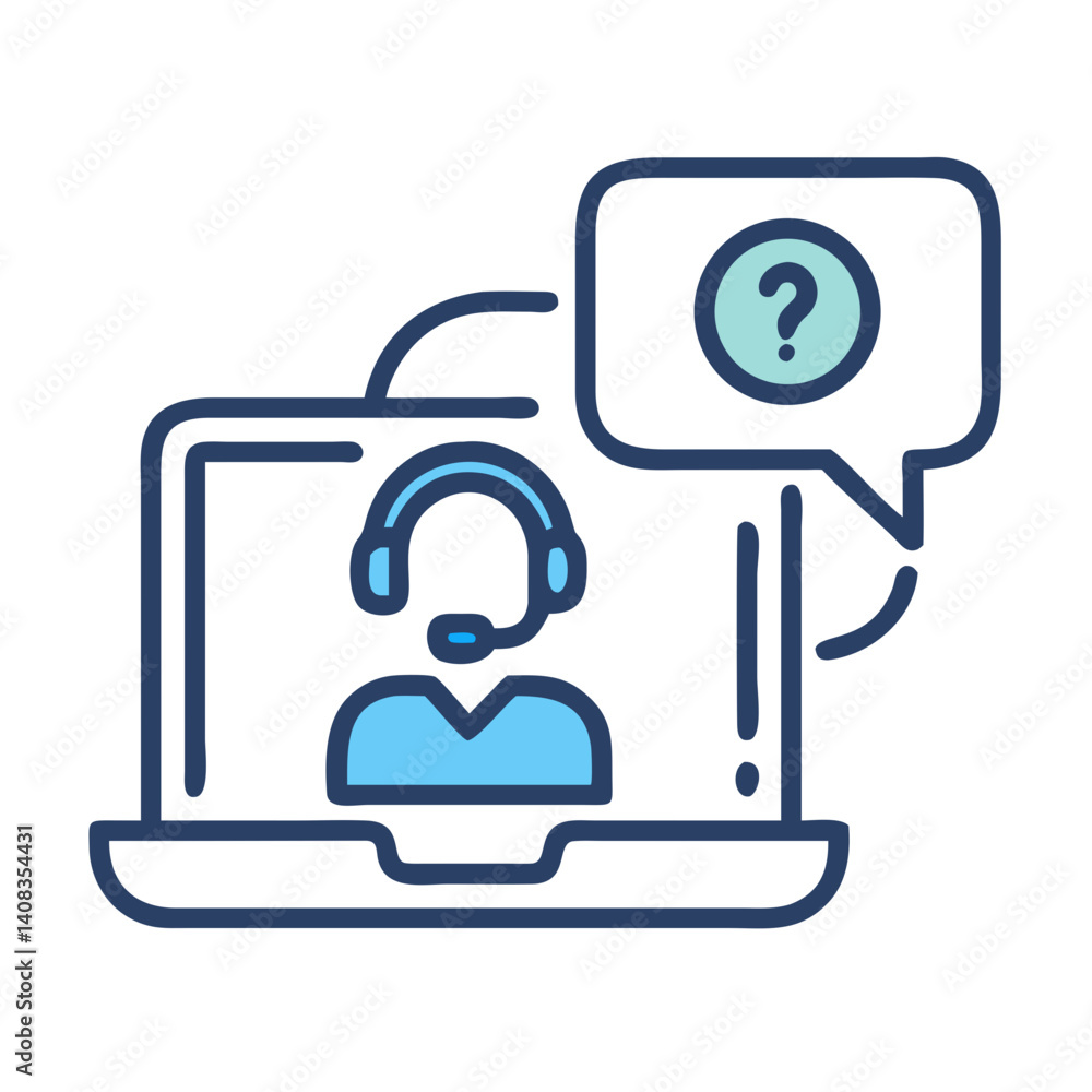 Customer Support Interface Icon Representing Help Desk and Online Assistance System Customer Support Interface Icon Representing Help Desk and Online Assistance System