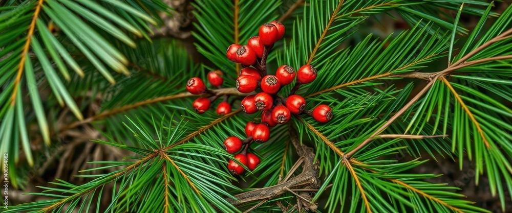 Saw palmetto berries amidst longleaf pine needles in a Florida flatwoods habitat, forest, wild, native plant Saw palmetto berries amidst longleaf pine needles in a Florida flatwoods habitat, forest, wild, native plant