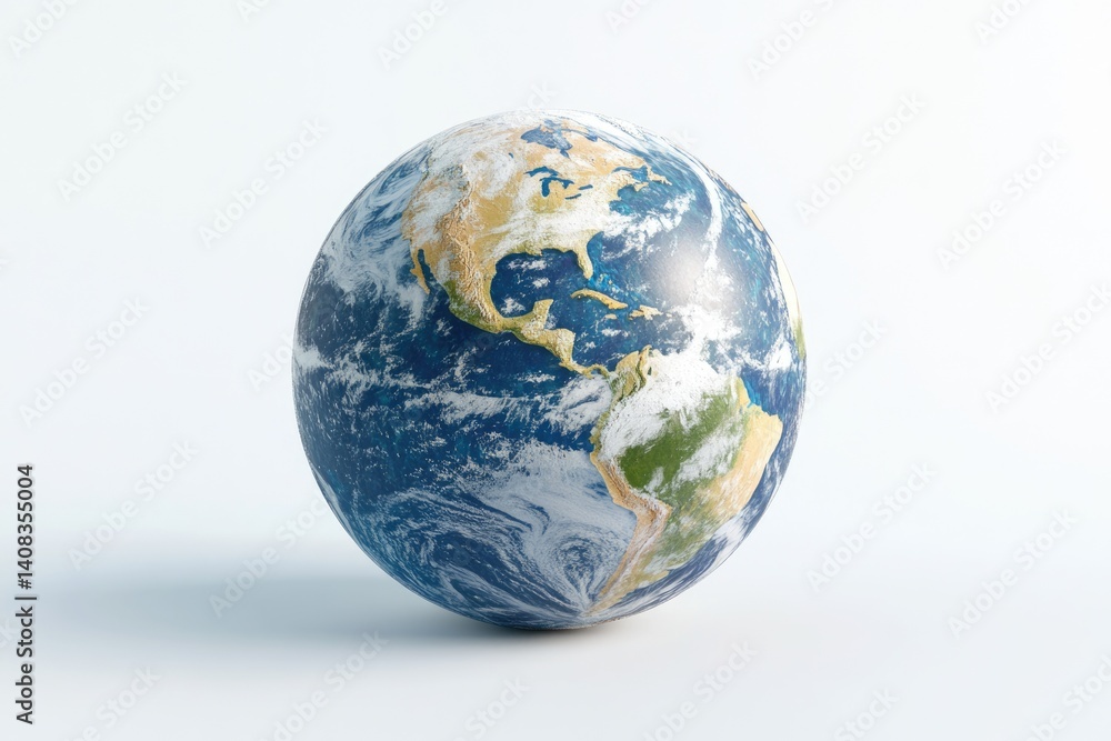 Fototapeta premium A detailed 3D model of planet Earth, showcasing continents and oceans.