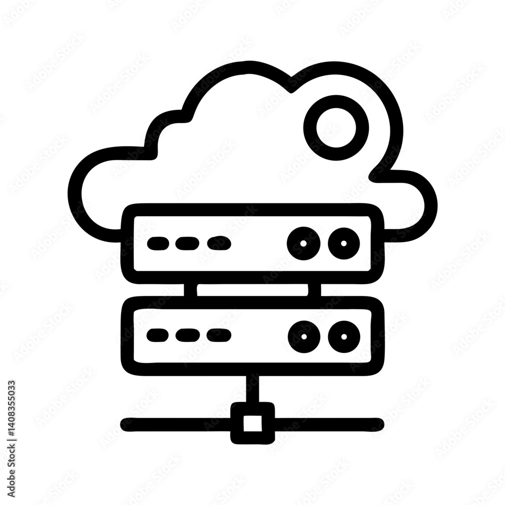 Data Server Icon Representing Data Storage and Network Infrastructure
