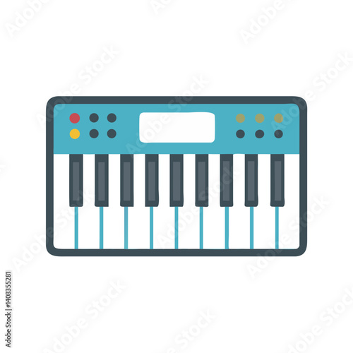 Digital Keyboard Icon Representing Electronic Music Instrument and Sound Production
