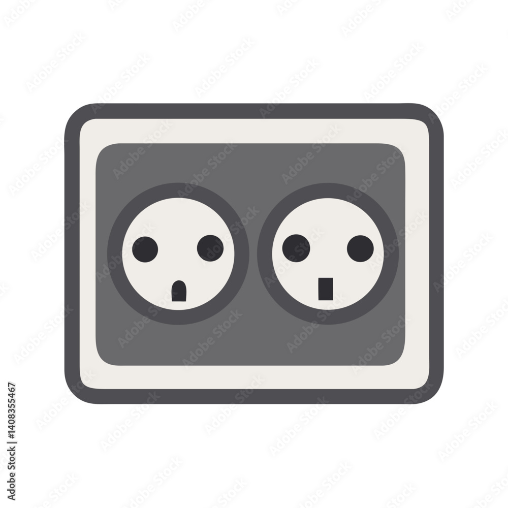 Fototapeta premium Double Socket Outlet Icon Representing Electrical Power Supply and Wall Plug