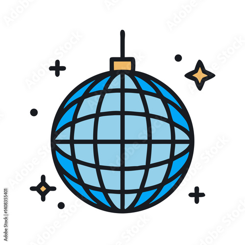 Disco Ball Icon Representing Dance Party Decoration and Retro Entertainment