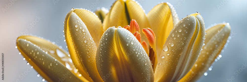 close up of a beautiful yellow tulip