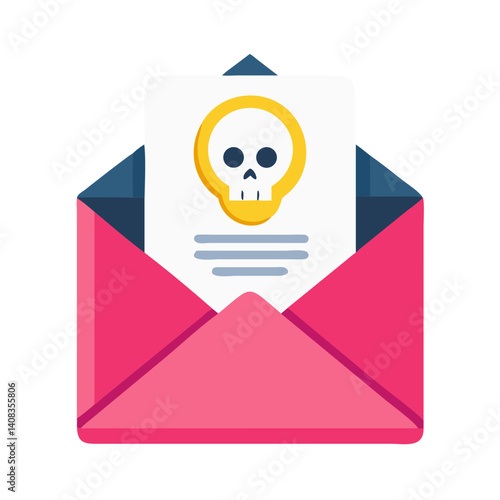 Email with Skull Icon Representing Phishing Attack and Cybersecurity Threat