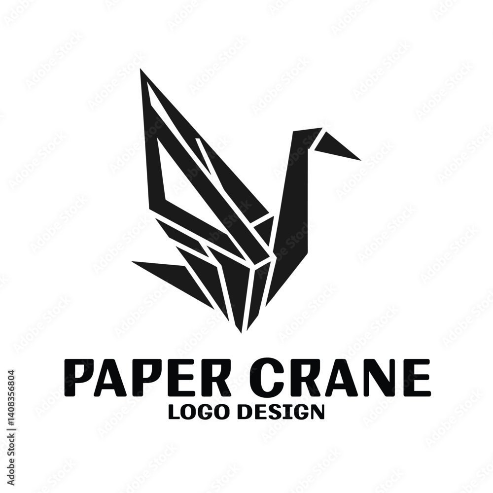 Naklejka premium Paper Crane Vector Logo Design