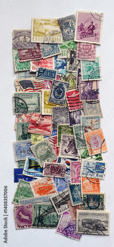 White Background and Stamps mail White Background and Stamps mail