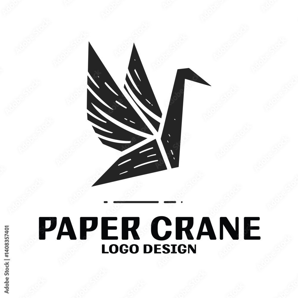Obraz premium Paper Crane Vector Logo Design