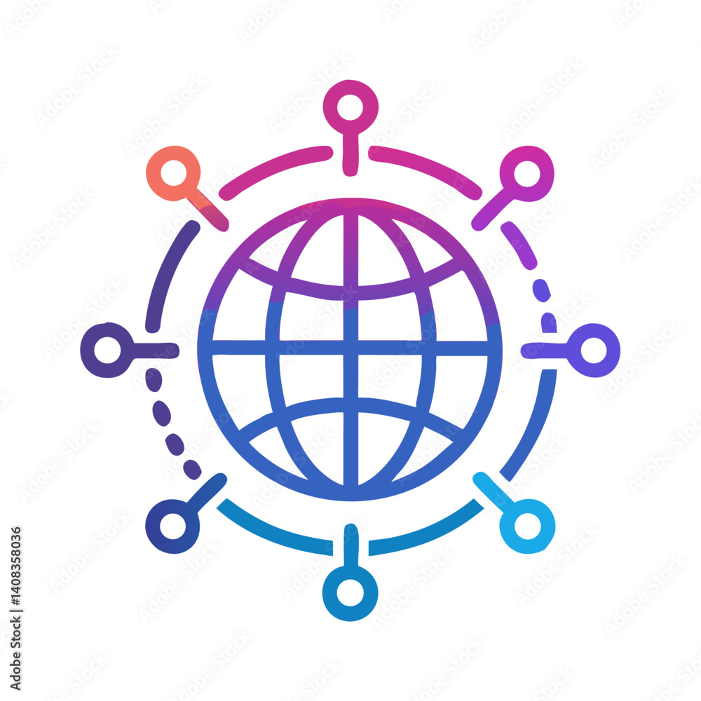 Globe in Focus Icon Representing AI-Powered Global Solutions and Connectivity Globe in Focus Icon Representing AI-Powered Global Solutions and Connectivity