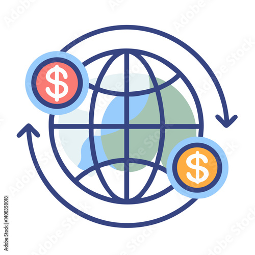 Global Money Transfer Icon Representing International Payments and Financial Exchange