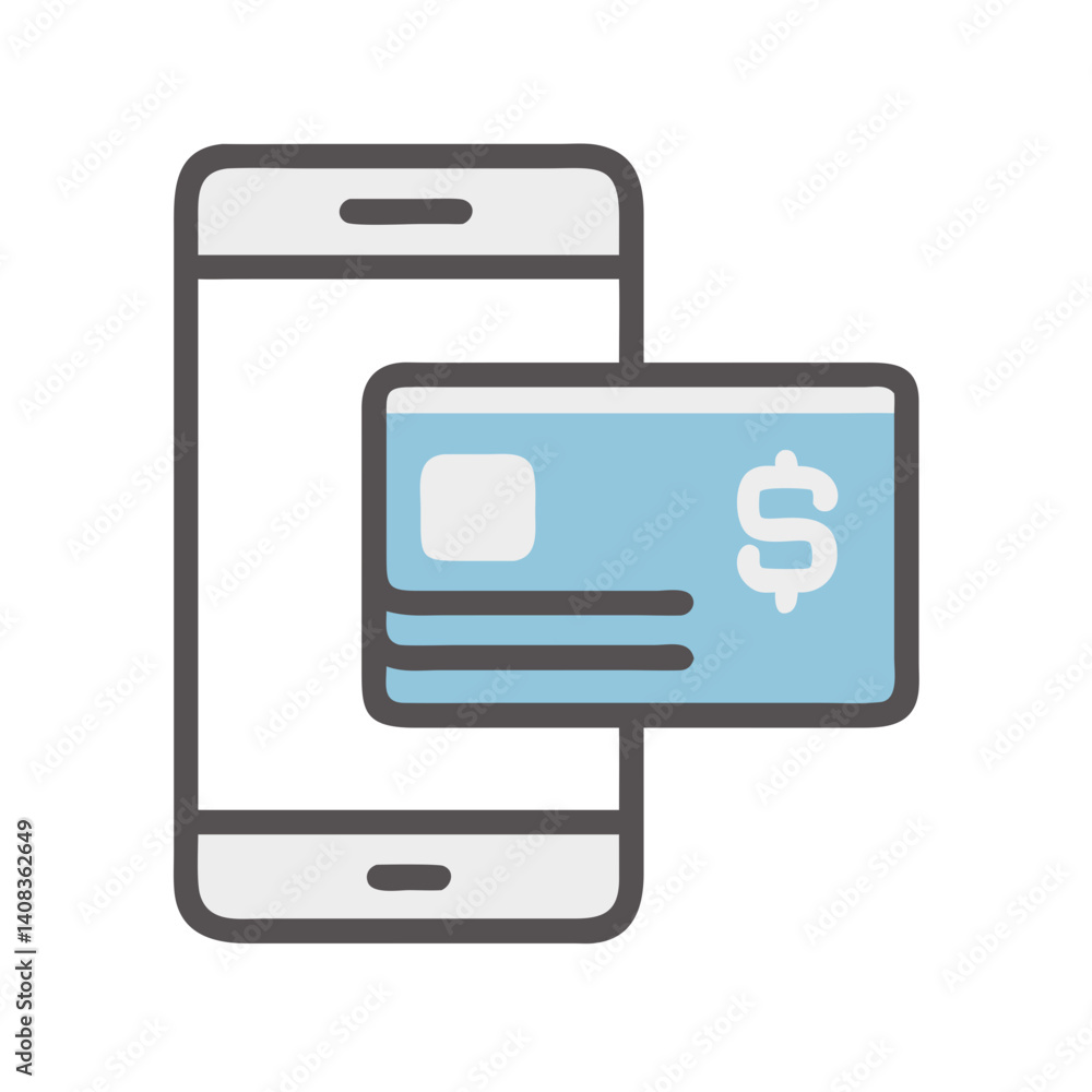 Mobile Banking with Credit Card Icon Representing Digital Banking and Payment Services Mobile Banking with Credit Card Icon Representing Digital Banking and Payment Services