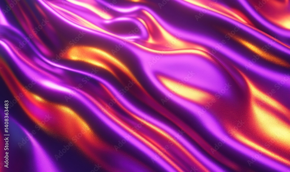 Obraz premium Abstract purple and gold fabric waves, flowing textile background, for design