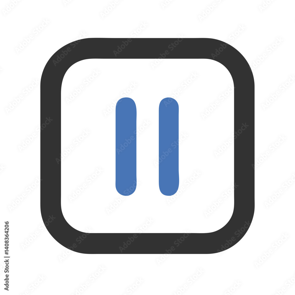 Pause Button Icon Representing Media Playback Control and Audio/Video Stopping Pause Button Icon Representing Media Playback Control and Audio/Video Stopping