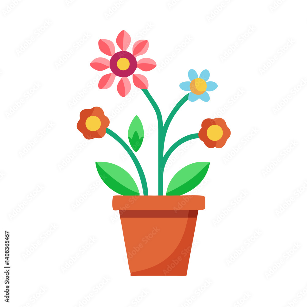 Fototapeta premium Potted Flowering Plant Icon Representing Decorative Indoor Garden and Floral Elegance