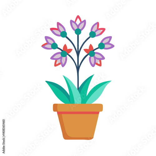 Potted Flowering Plant Icon Representing Decorative Indoor Garden and Floral Elegance