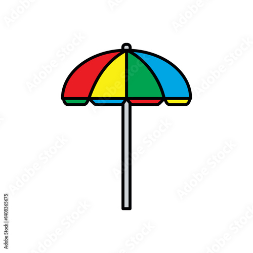 Colorful beach umbrella icon in bold line style