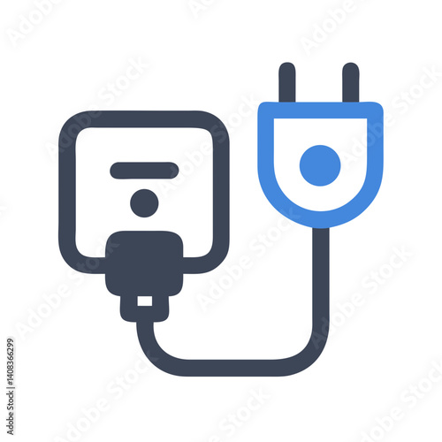 Power Plug Connection Icon Representing Electrical Supply and Connectivity