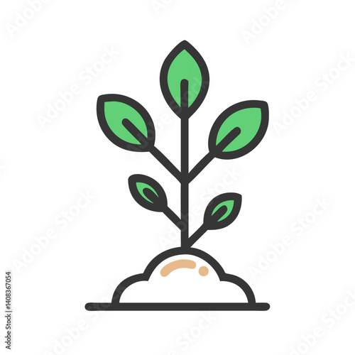 Sapling Tree Icon Representing Young Tree Planting and Early Growth