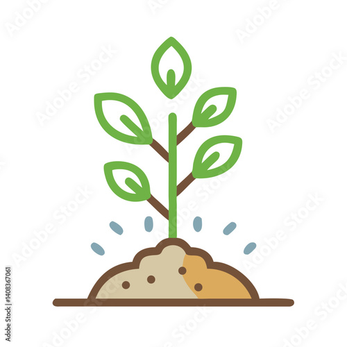 Sapling Tree Icon Representing Young Tree Planting and Early Growth