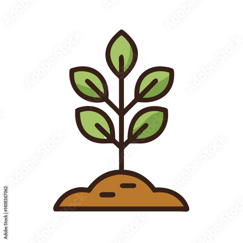 Sapling Tree Icon Representing Young Tree Planting and Early Growth