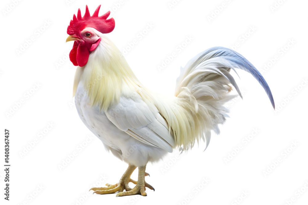 Fototapeta premium White Rooster isolated on white background PNG