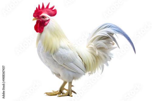 White Rooster isolated on white background PNG