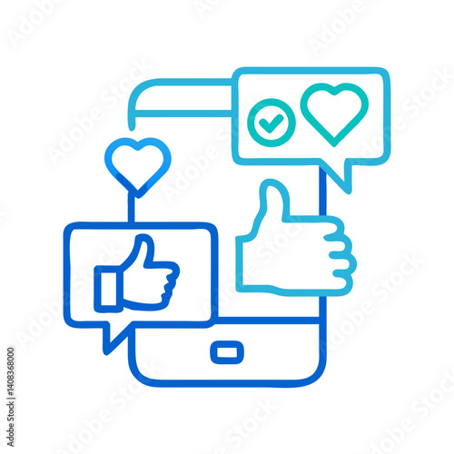 Social Media Engagement Icon Representing Likes and User Interaction