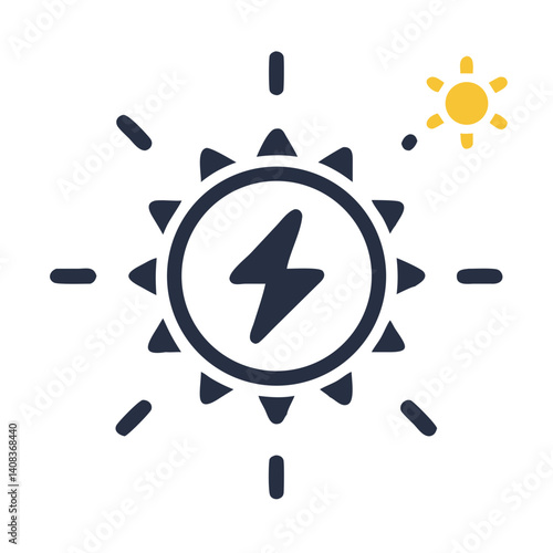 Sun Icon Representing Solar Energy Source and Renewable Power Generation