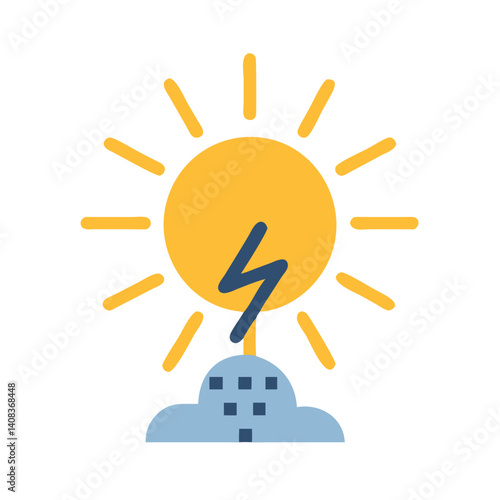 Sun Icon Representing Solar Energy Source and Renewable Power Generation