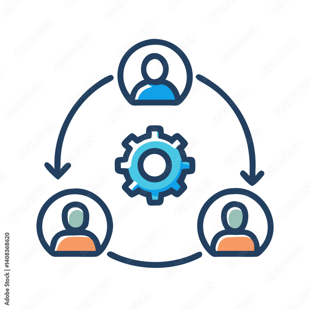 Team Collaboration Icon Representing Group Workflow and Cooperative Project Management Team Collaboration Icon Representing Group Workflow and Cooperative Project Management